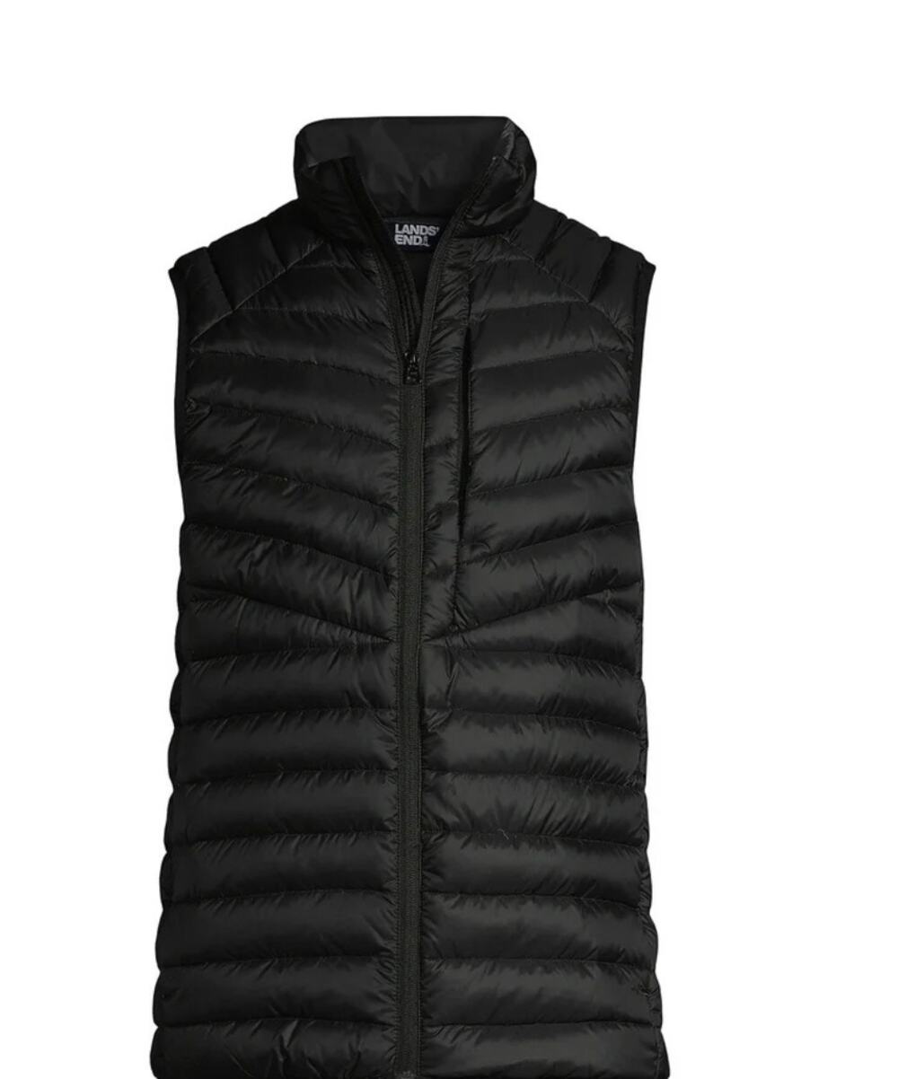 Lands’ End Women’s Down Puffer Vest Black XS 2–4 Fitted Lightweight